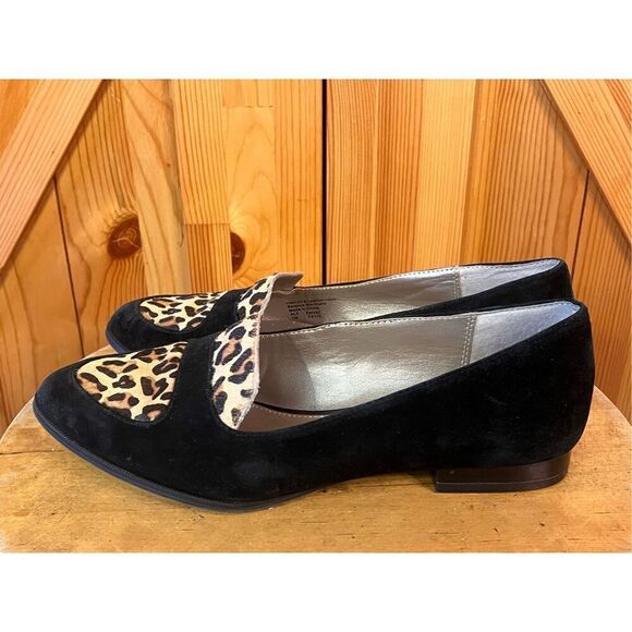 Alfani Step N Flex Zanta2 Loafers Suede Calf Hair Leopard Print Women's 7M - Picture 1 of 8